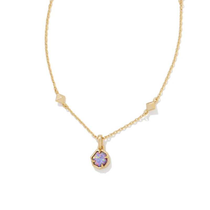 Kendra Scott Nola Gold Pendant Necklace in Angel Blue Kyocera Opal •  Impressions Online Boutique