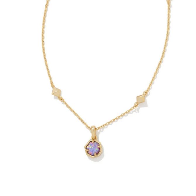 Kendra Scott Nola Gold Tone Pendant Necklace in Lavender Kyocera Opal