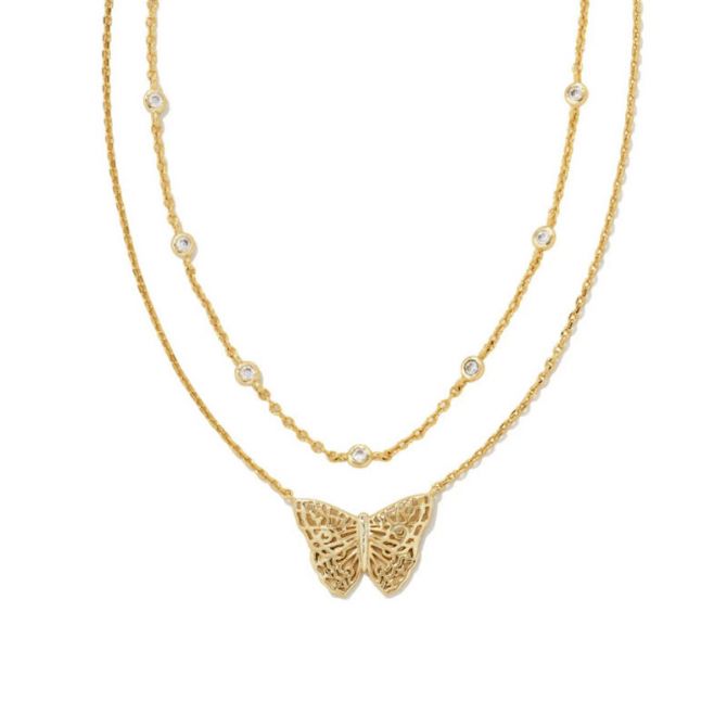 Kendra Scott Hadley Butterfly Multi Strand Necklace in Gold Tone
