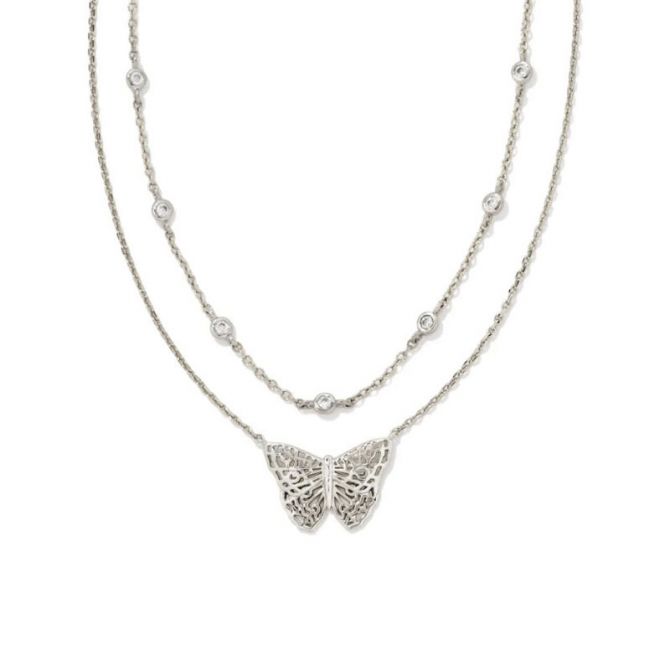 Kendra Scott Hadley Butterfly Multi Strand Necklace in Silver Tone