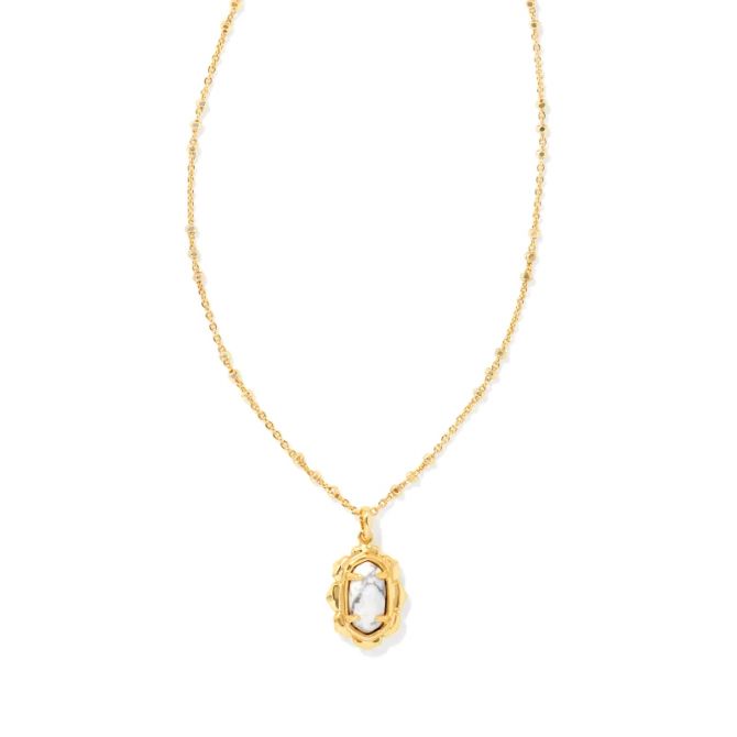 Kendra Scott Yellow Gold Plated Piper Pendant Necklace in White Howlite