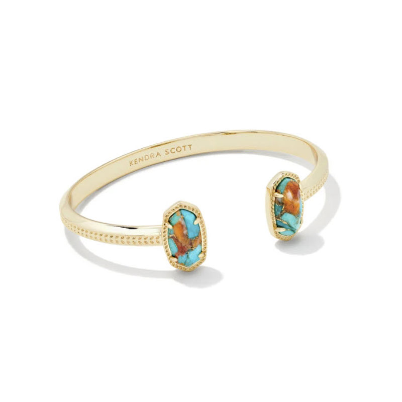 Kendra Scott Elton Gold Tone Cuff Bracelet in Bronze Veined Turquoise