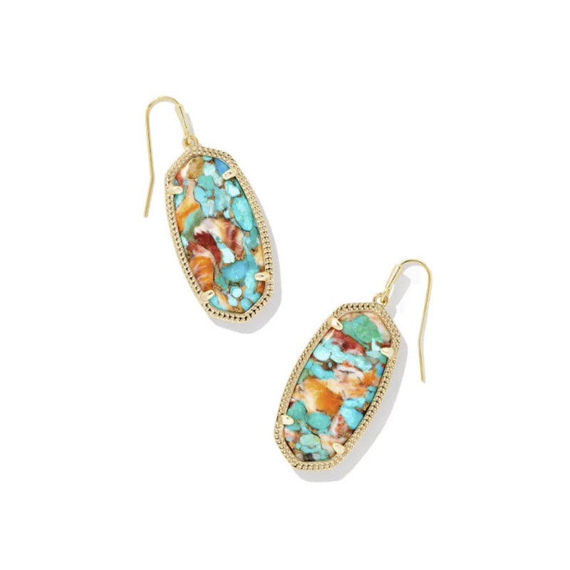 Kendra Scott Elle Gold Tone Drop Earrings in Bronze Veined