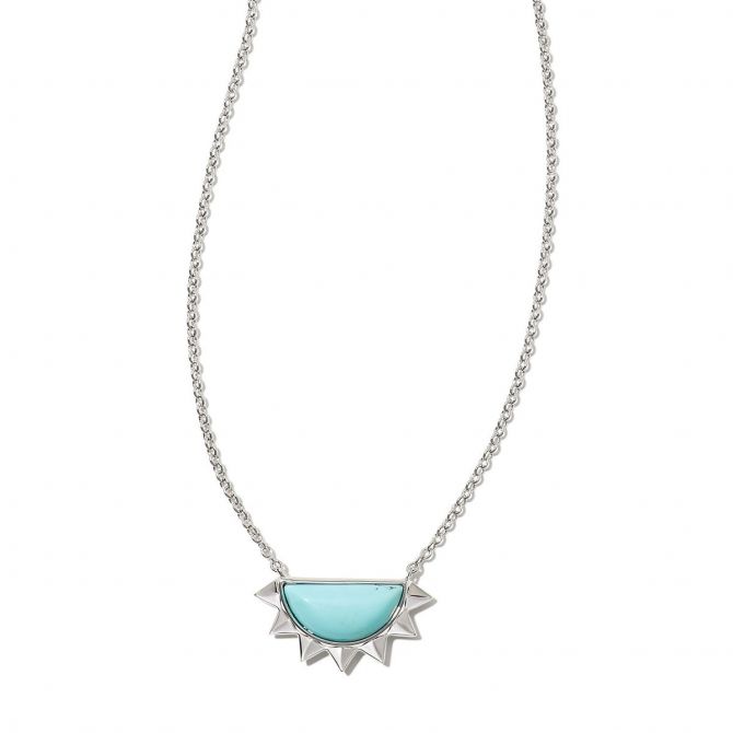 Kendra Scott Sienna Silver Plated Half Sun Pendant Necklace in Light Blue Magnesite