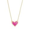Kendra Scott Gold Tone Ari Heart Neon Pink Short Pendant