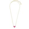 Kendra Scott Gold Tone Ari Heart Neon Pink Short Pendant