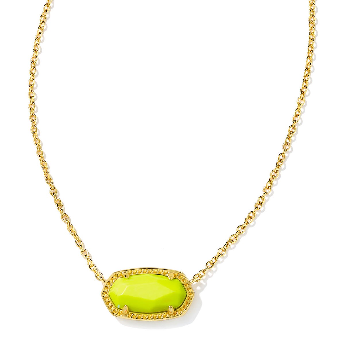 Kendra Scott Yellow Gold Plated Elisa Short Pendant Necklace in Neon Yellow