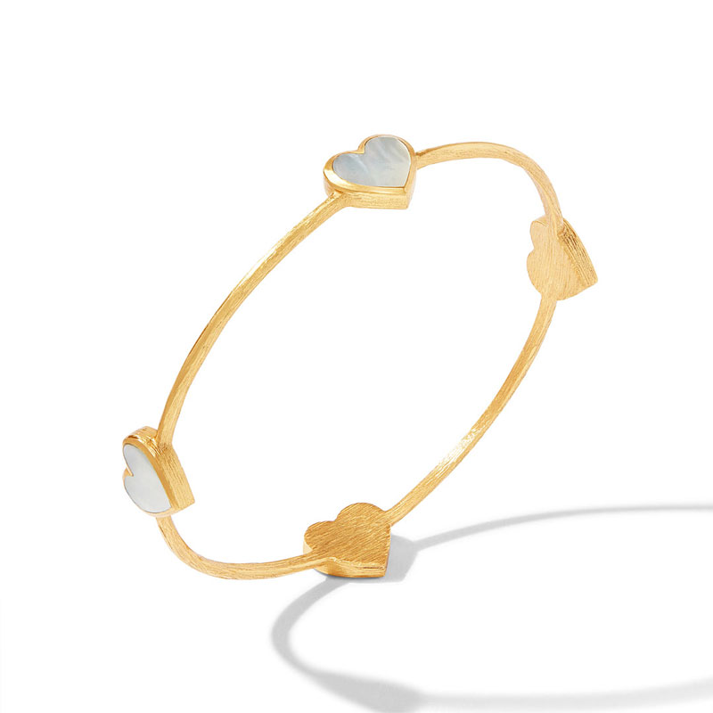 Julie Vos Heart Medium Bangle in Mother of Pearl