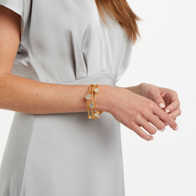 Julie Vos Heart Medium Bangle in Mother of Pearl