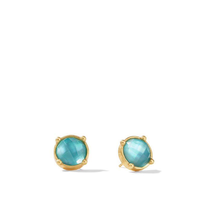 Julie Vos Honey Stud Earrings in Iridescent Bahamian Blue
