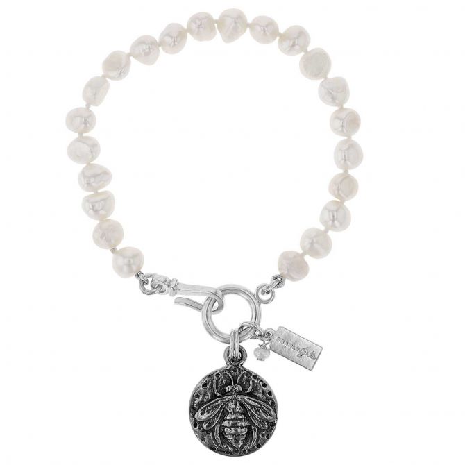Pearly Girls Lydia Sterling Silver Pearl Bracelet, 7.5"