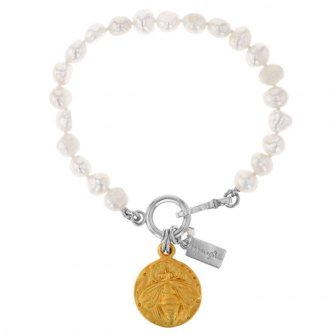 Pearly Girls Lydia Gold Plated Pearl Bracelet, 7.5"