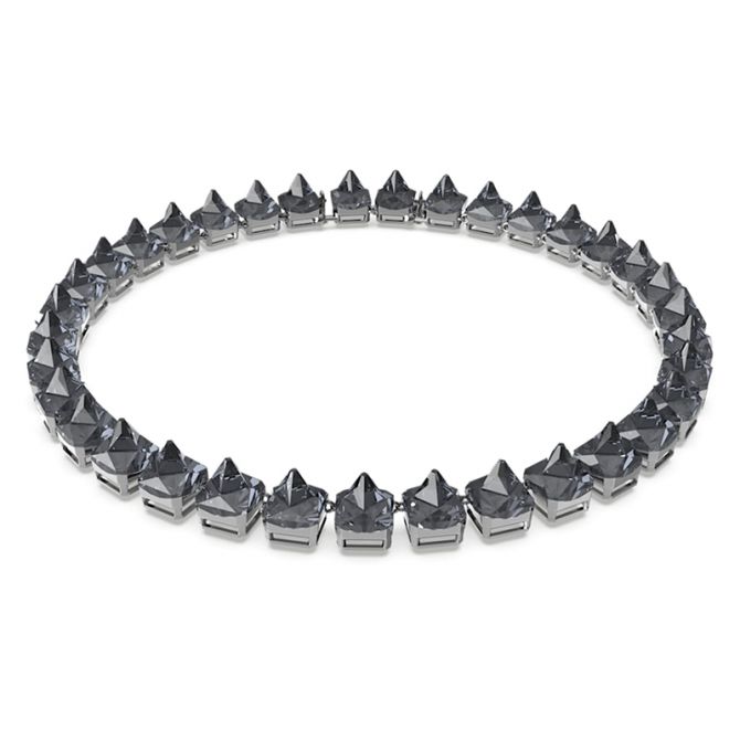 Swarovski Ortyx Pyramid Cut Necklace, Grey and Ruthenium Plated