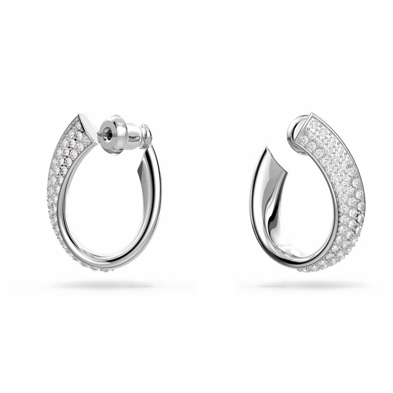 Swarovski Mini Hoop Pierced Earrings - White - Earrings