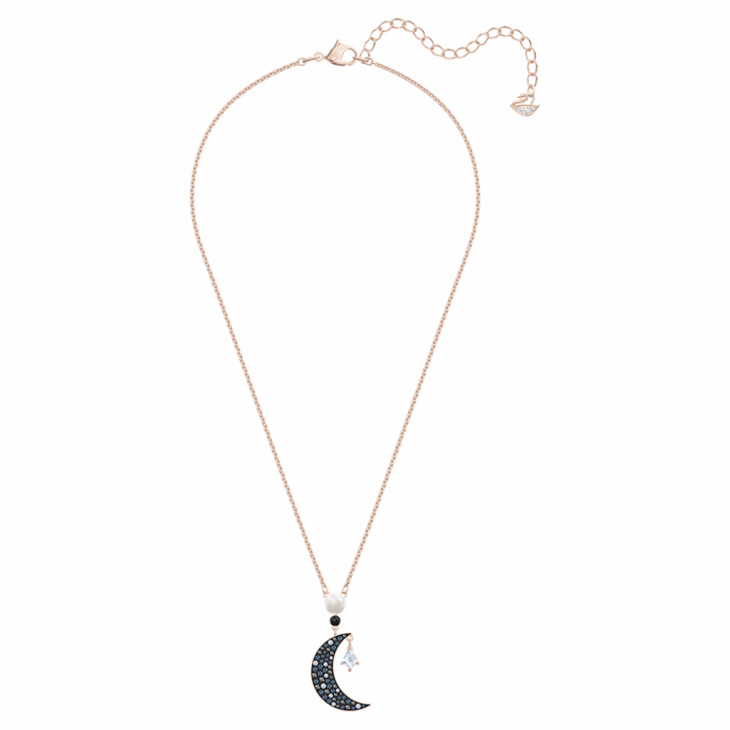 Swarovski Symbolic Moon and Star Pendant, Multicolored and Rose Gold Tone Plated