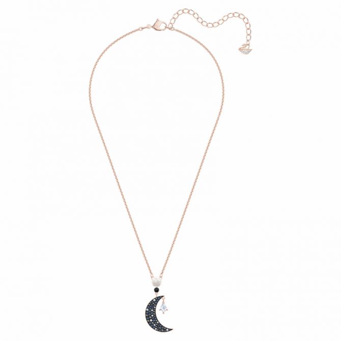 Swarovski Symbolic Moon and Star Pendant, Multicolored and Rose Gold Tone Plated
