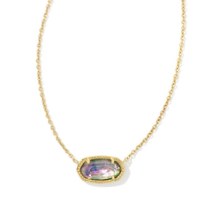 Kendra Scott Elisa Gold Tone Pendant Necklace in Lilac Abalone
