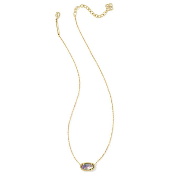 Kendra Scott Elisa Gold Tone Pendant Necklace in Lilac Abalone