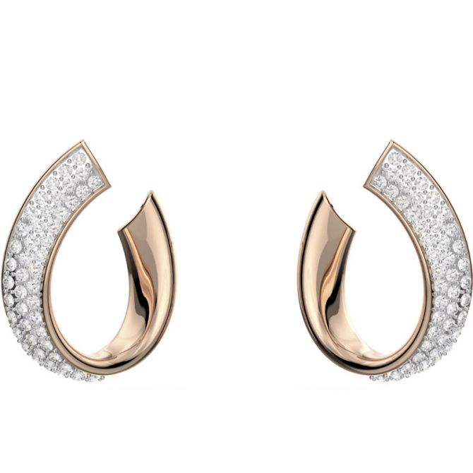 Swarovski Exist Small Hoop Earrings, White and Rose Gold Tone