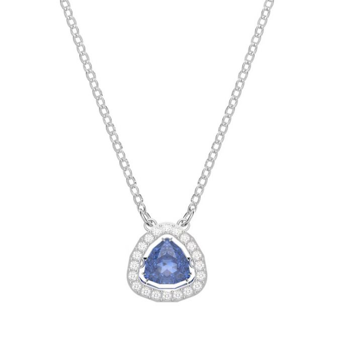 Swarovski Trilliant Cut Millenia Necklace, Blue and Rhodium Plated