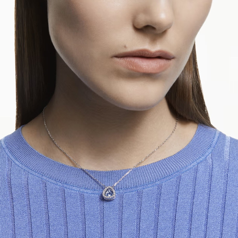 Swarovski Trilliant Cut Millenia Necklace, Blue and Rhodium Plated