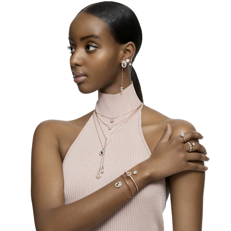 Swarovski Constella Round Cut Pendant, Rose Gold Tone