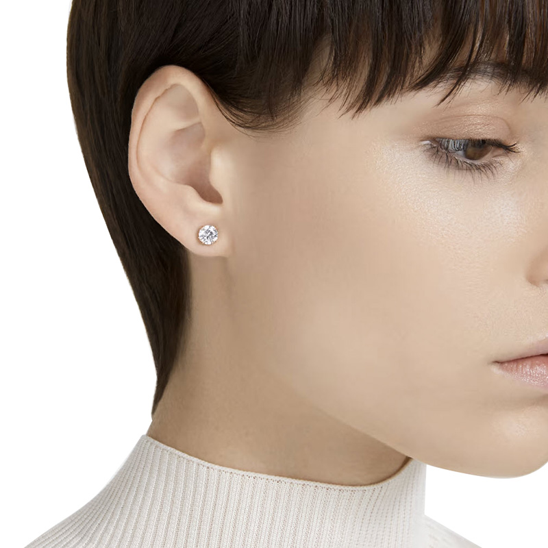Swarovski Constella Round Cut Stud Earrings, Rose Gold Tone
