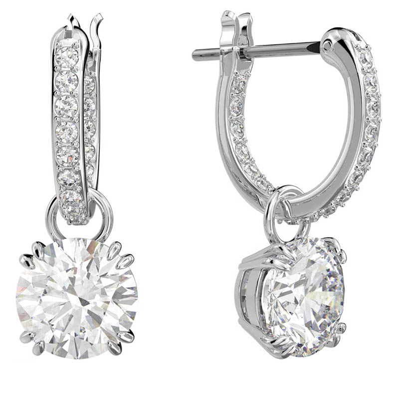 Swarovski Constella Round Cut Drop Earrings, White