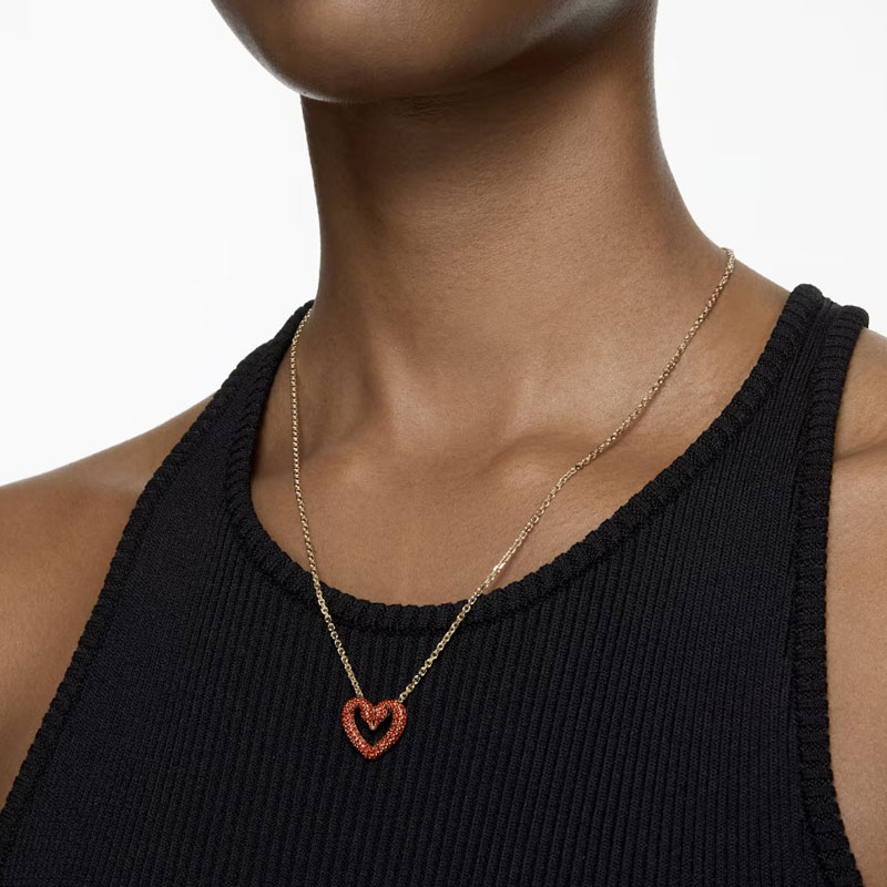 Swarovski Una Heart Small Pendant, Red and Yellow Gold Plate