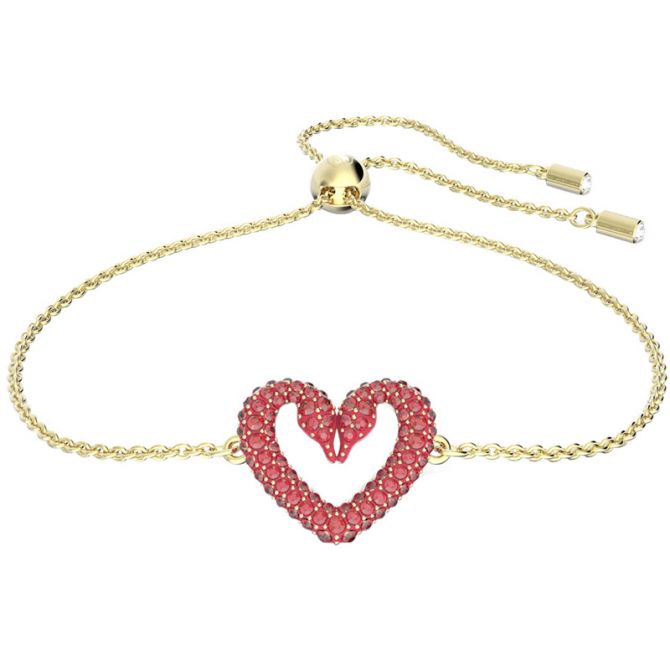 Swarovski Una Heart Small Bracelet Red and Yellow Gold Tone