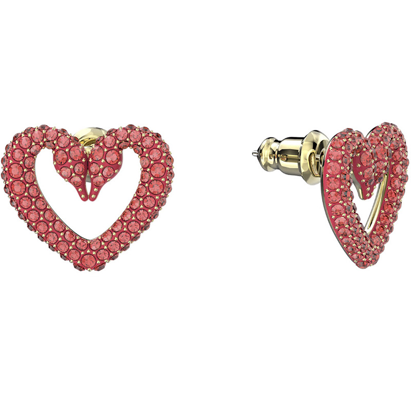 Swarovski Una Heart Extra Small Stud Earrings, Red and