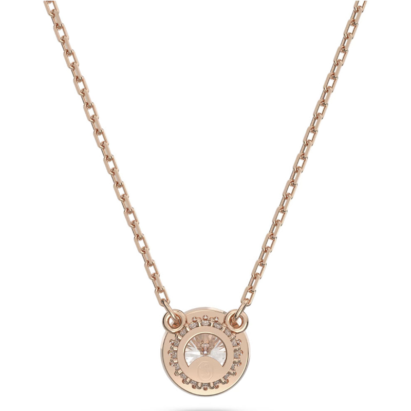 Swarovski Constella Round Cut Pave Pendant Necklace, White and Rose Gold Tone Plated