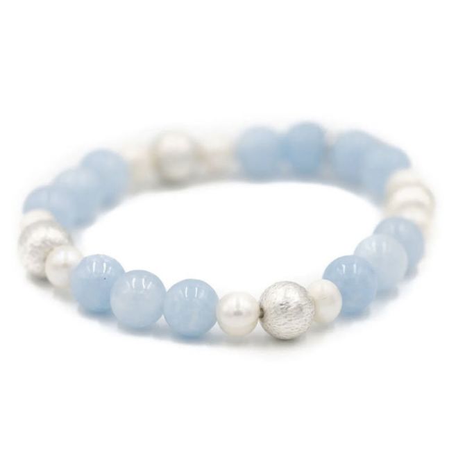 Hazen and Co Blossom Bracelet, Blue, Pearl and Silver