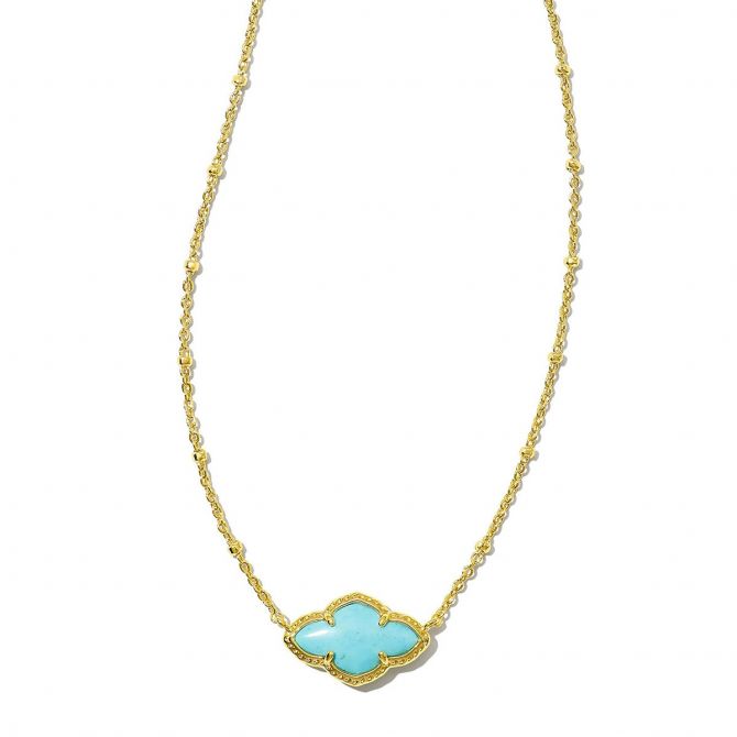 Kendra Scott Abbie Yellow Gold Plated Necklace in Turquoise