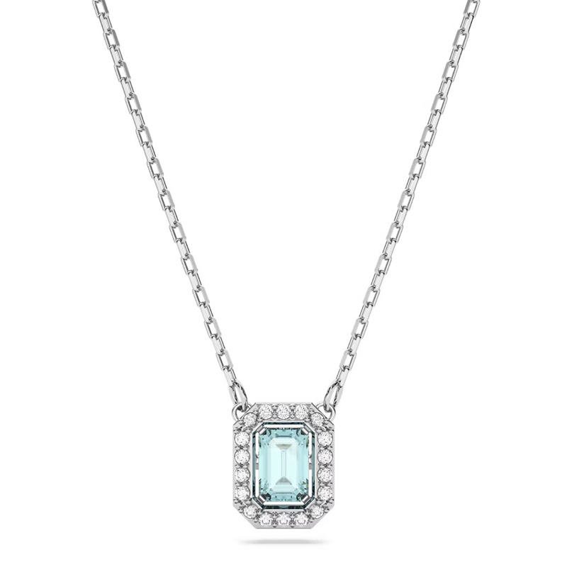 Swarvoski Millenia Octagon Cut Necklace, Green and Rhodium Plated