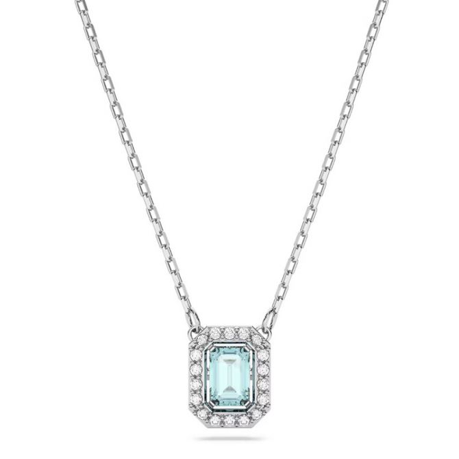 Swarvoski Millenia Octagon Cut Necklace, Green and Rhodium Plated