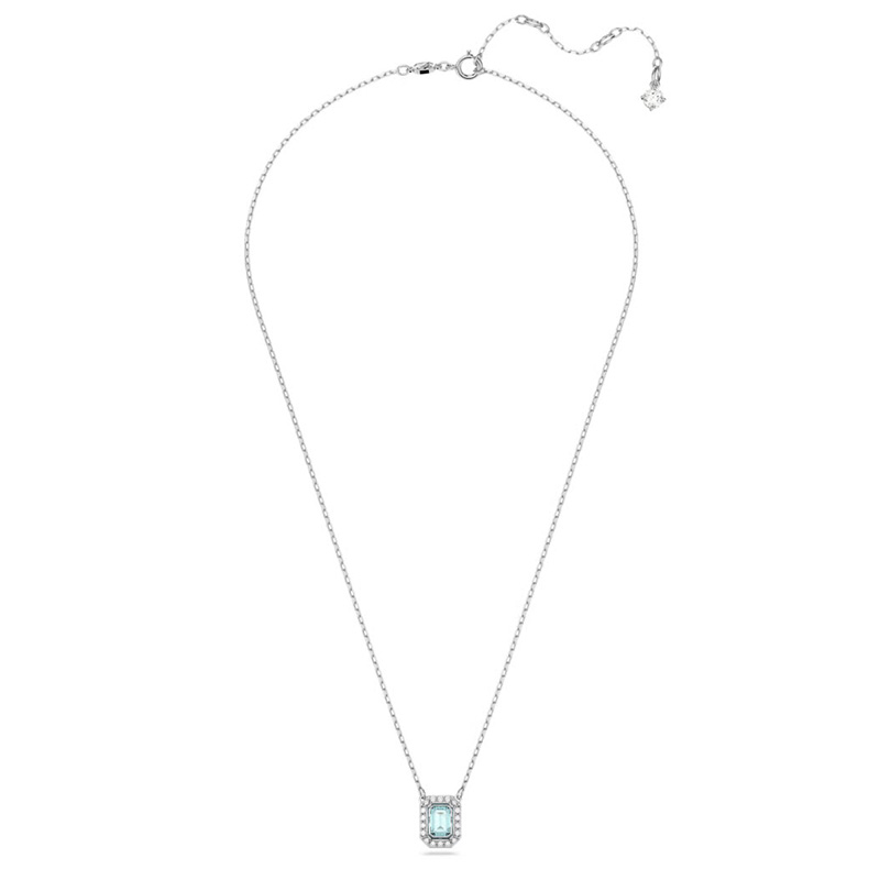 Swarvoski Millenia Octagon Cut Necklace, Green and Rhodium Plated