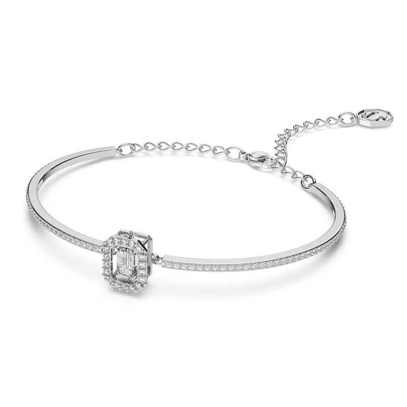 Swarovski Millenia Pave Octagon Cut Bangle, White and Rhodium Plated ...