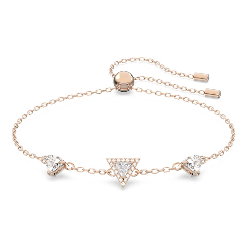 Swarovski Ortyx Triangle Cut Bracelet, White and Rose Gold Tone Plated ...