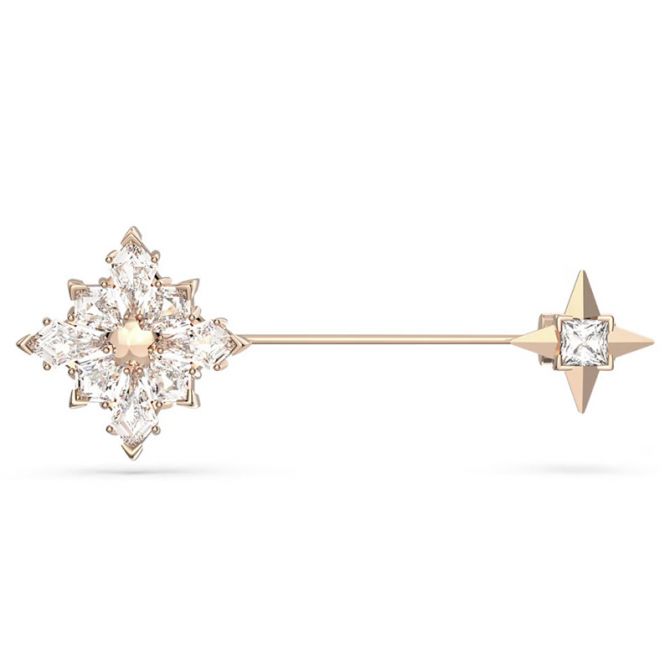 Swarvoski Stella Kite Cut Star Brooch, White and Rose Gold Tone Plated