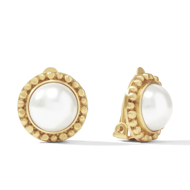 Julie Vos Marbella Pearl Clip Earrings