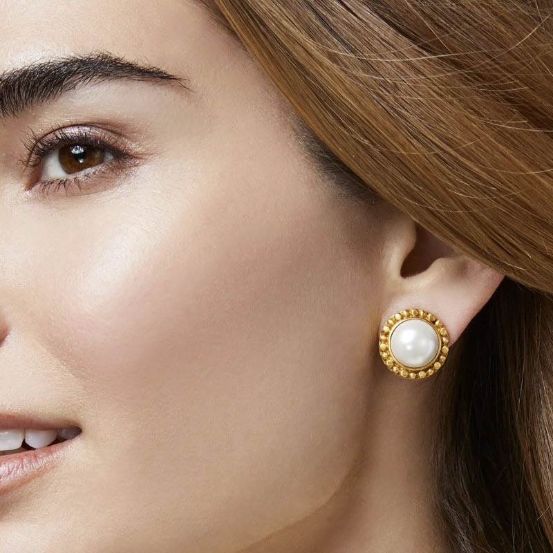 Julie Vos Marbella Pearl Clip Earrings
