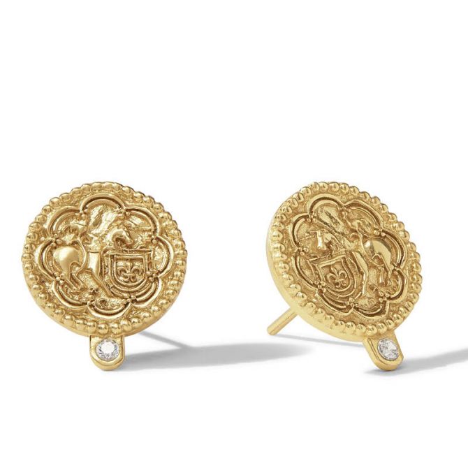 Julie Vos Trieste Coin Cubic Zirconia Stud Earrings