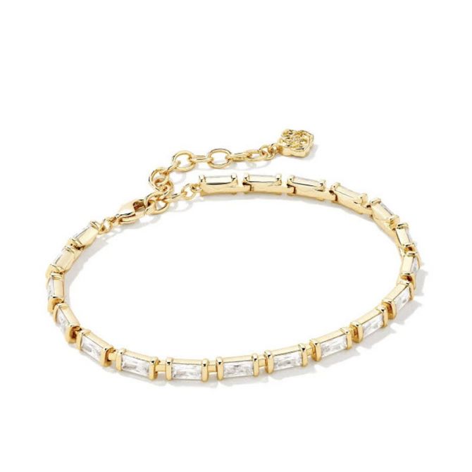 Kendra Scott Juliette Gold Tone Delicate Chain Bracelet in White Crystal