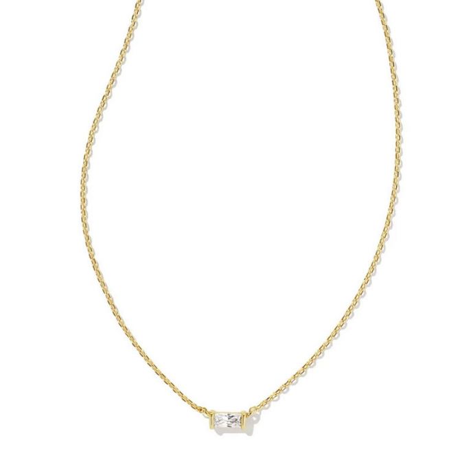 Kendra Scott Juliette Gold Tone Pendant Necklace in White Crystal
