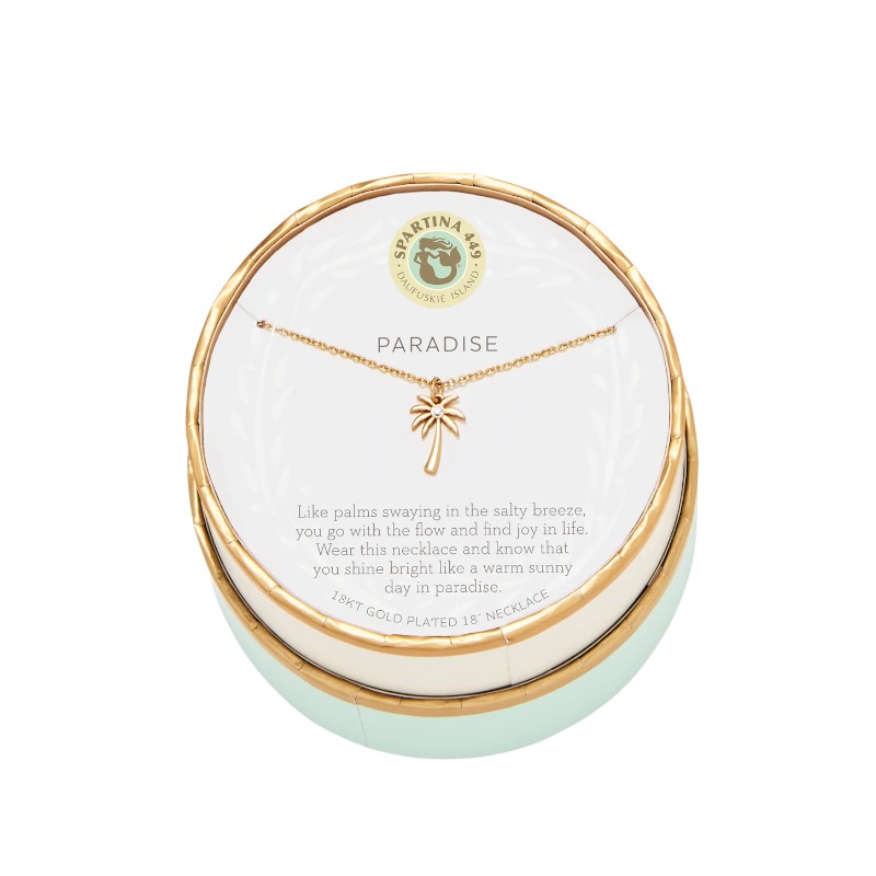 Spartina 449 Yellow Gold Tone Sea La Vie Paradise Palm Tree Necklace, 18