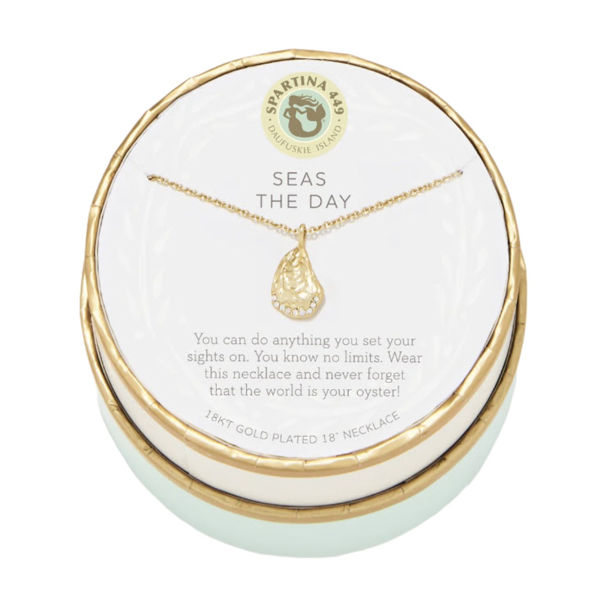 Spartina 449 Sea La Vie Seas the Day Oyster Necklace, Yellow Gold Plate