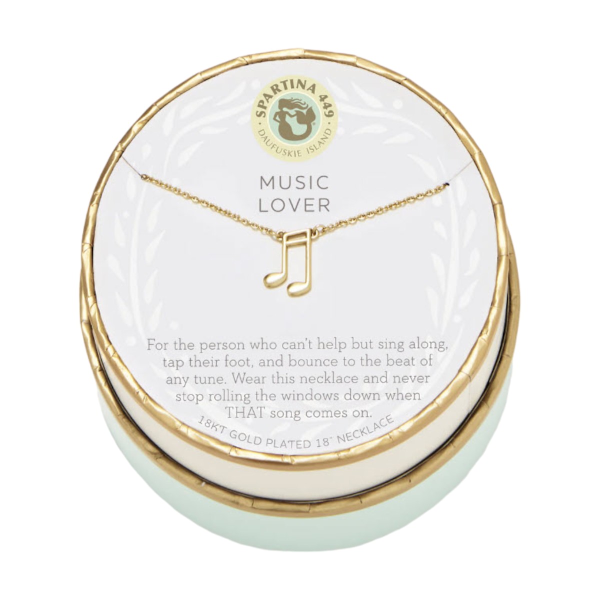 Spartina 449 Sea La Vie Music Lover Note Necklace, Yellow Gold Plate