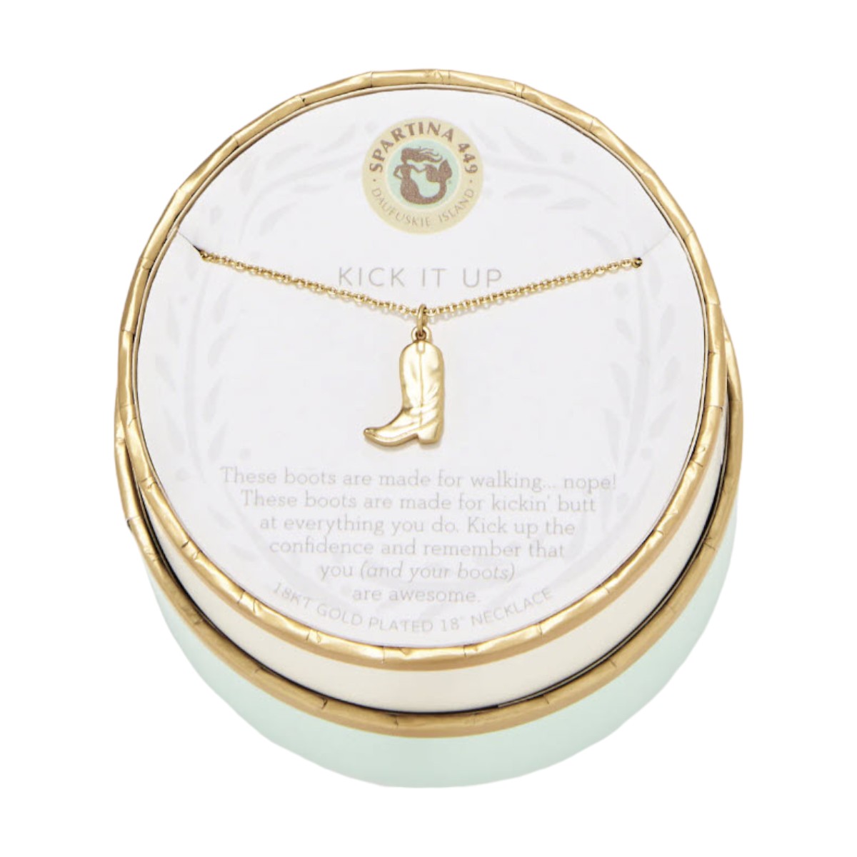 Spartina 449 Sea La Vie Kick It Up Cowgirl Boot Necklace, Yellow Gold Plate