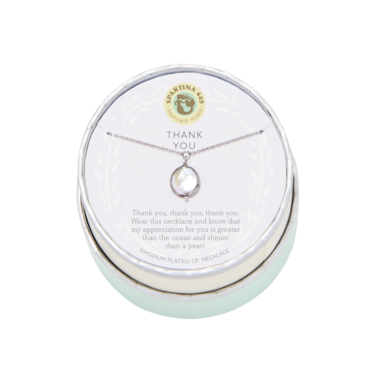 Spartina 449 Sea La Vie Thank You Coin Necklace, Silver Plate